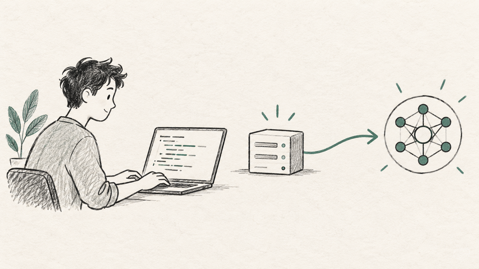A developer connecting an application to a model endpoint through an API